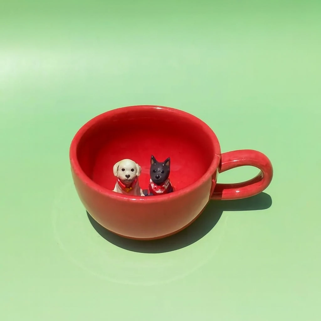 Colorful 3D Pet Mug β Custom Dog or Cat Inside | 6 Dopamine Colors | 1 or 2 Pets | 350ml Ceramic Cup