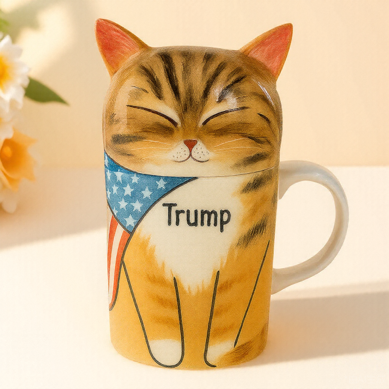 Creative Ceramic Cat Urn with Decorative Elements β Pet Memorial Jar with Scarf, Flag or Floral Wreath β Unique Cat Ashes Keepsake