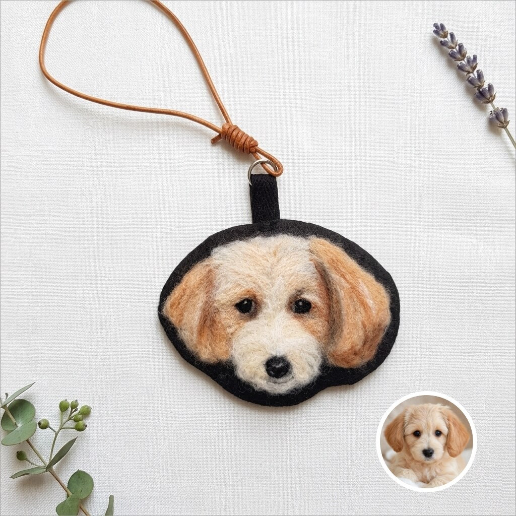 Custom Needle Felted Pet Portrait Keychain
