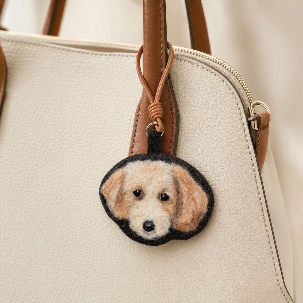 Custom Needle Felted Pet Portrait Keychain